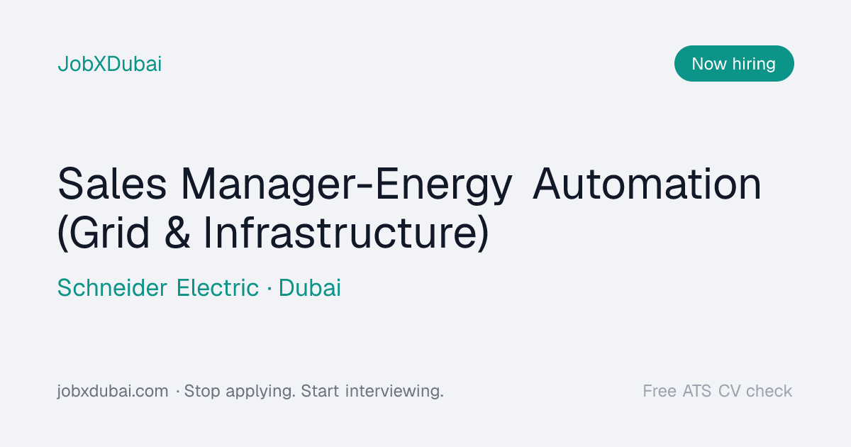 Sales Manager-Energy Automation at Schneider Electric, Dubai