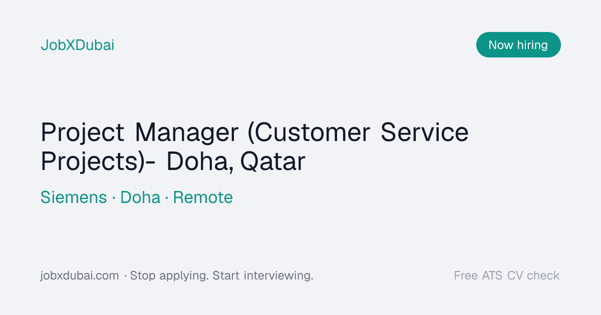 Project Manager (Customer Service Projects) at Siemens