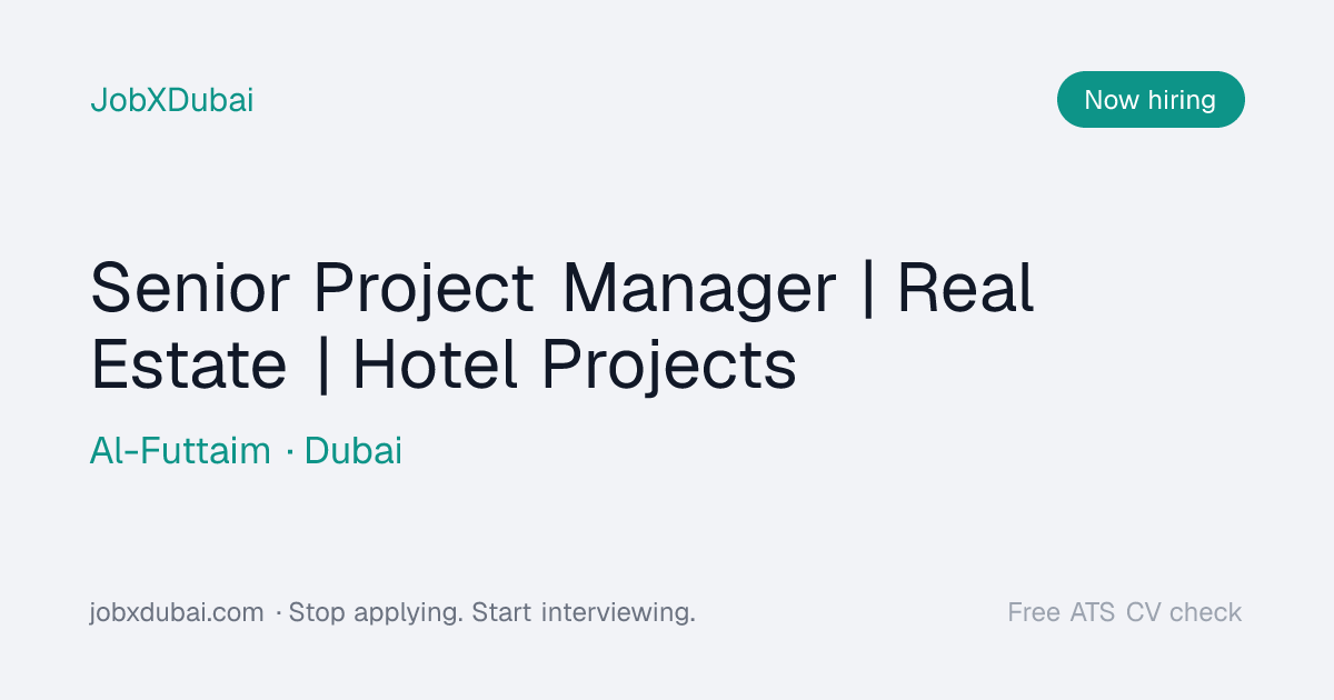 Senior Project Manager at Al-Futtaim, Dubai (Ref 115971)