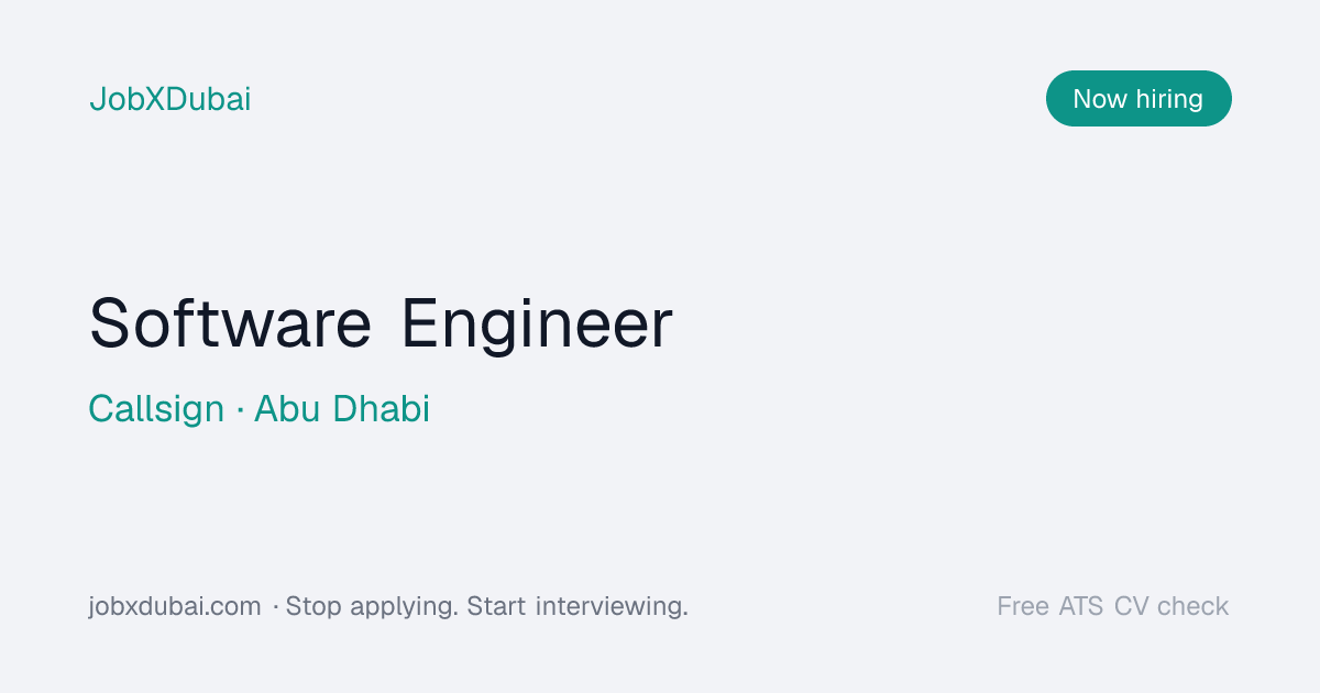 Software Engineer at Callsign — Abu Dhabi | JobXDubai