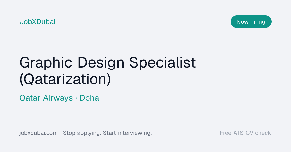 Graphic Design Specialist (Qatarization) at Qatar Airways