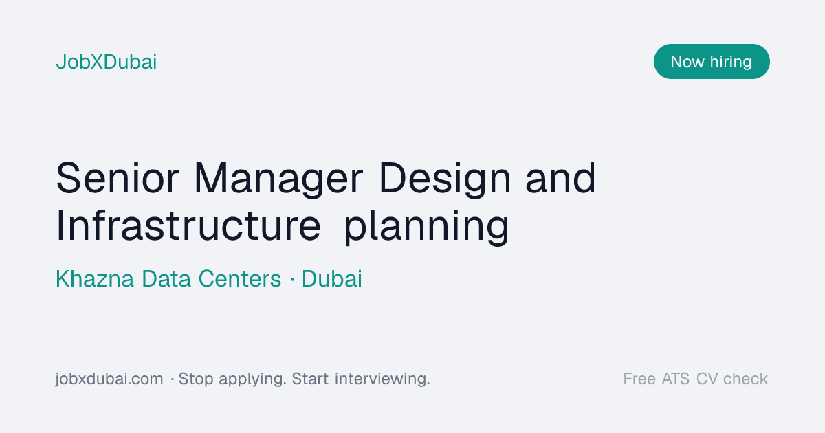 Senior Manager Design at Khazna Data Centers, Dubai