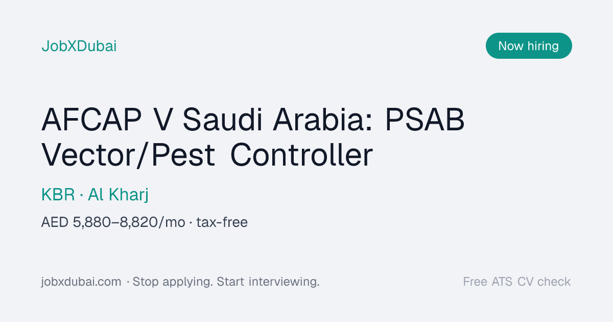 AFCAP V Saudi Arabia: PSAB Vector/Pest at KBR, Al Kharj